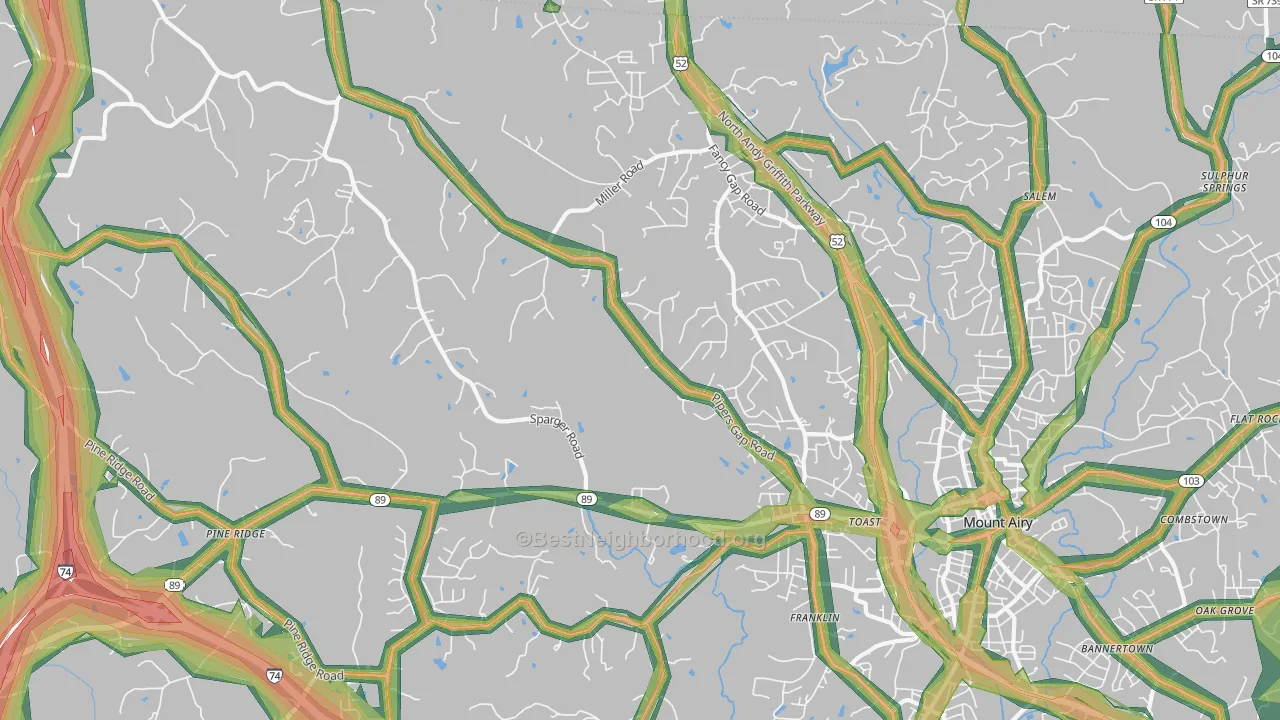 Toast, NC Map of Noise Levels in Toast