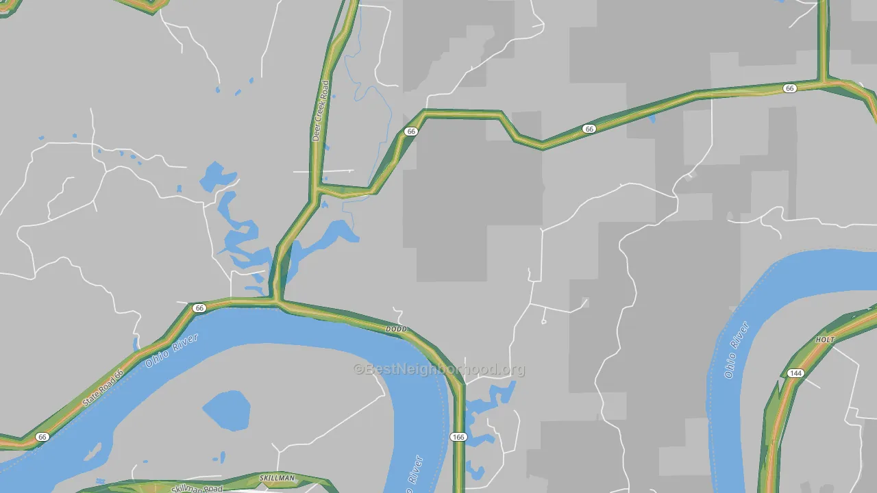 Tobinsport, IN Map of Noise Levels in Tobinsport