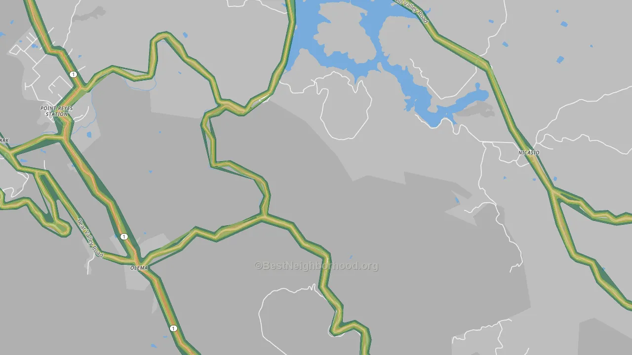 Tocaloma, CA Map of Noise Levels in Tocaloma