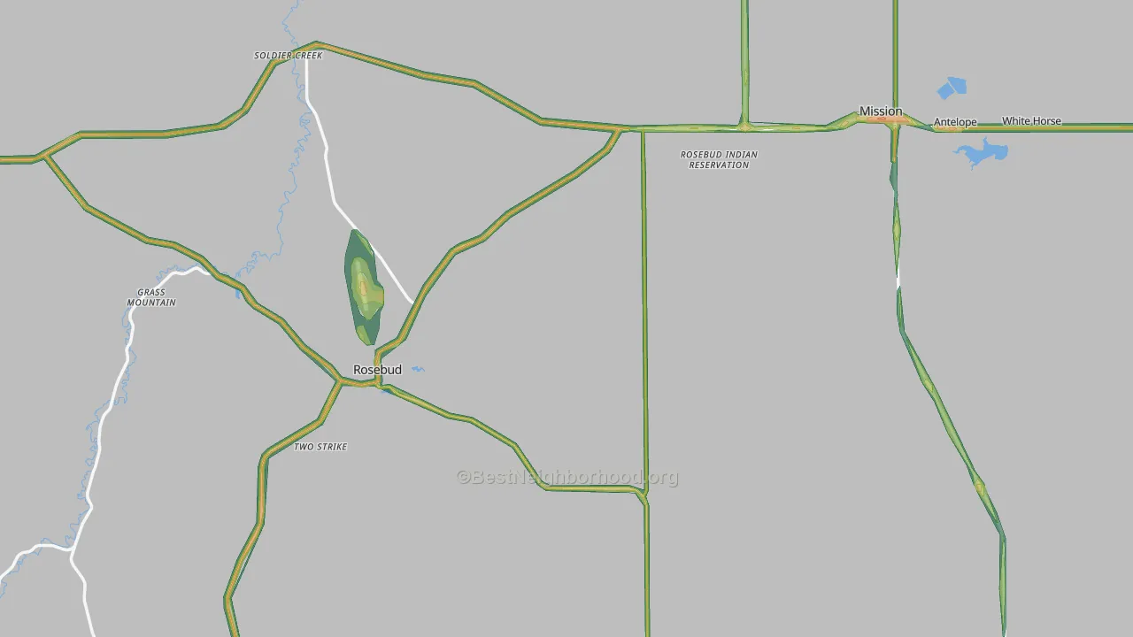 Todd County, SD Map of Noise Levels in Todd County