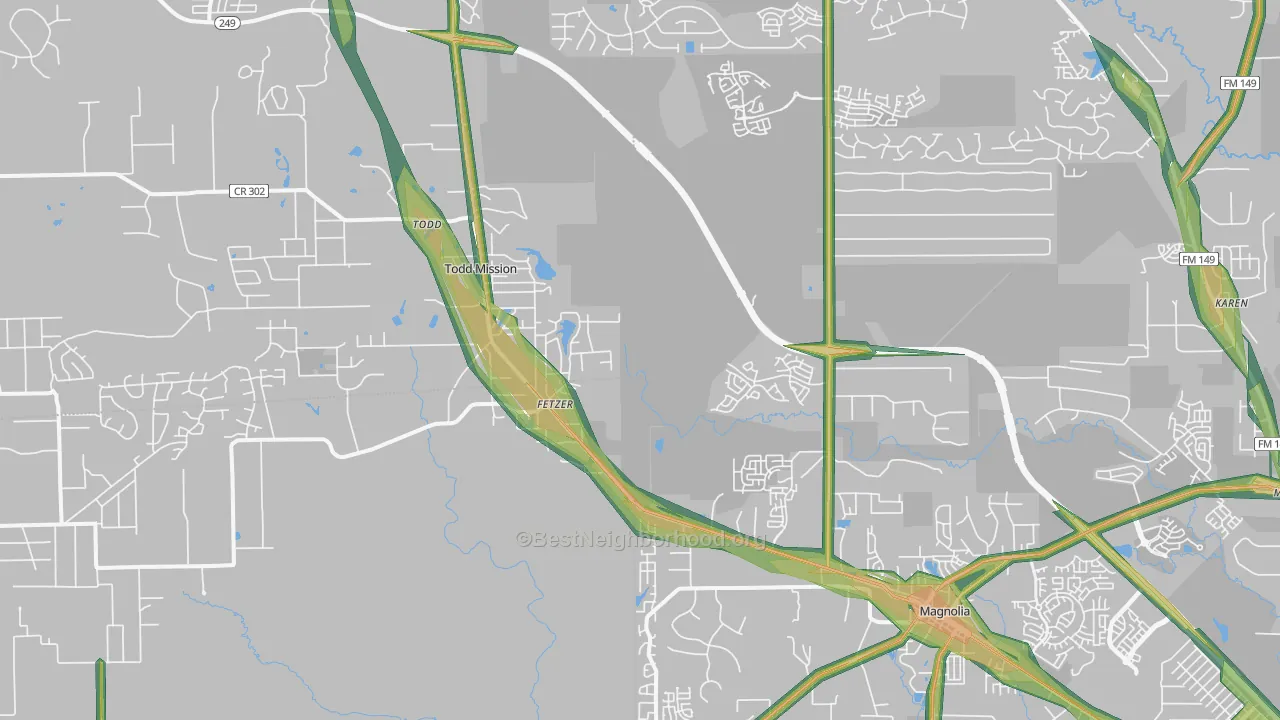 Todd Mission, TX Map of Noise Levels in Todd Mission