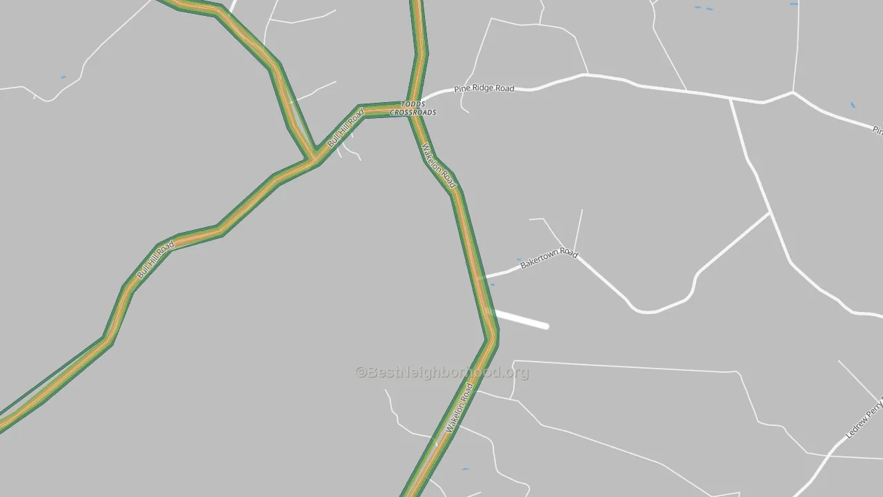 Todds Crossroads, NC Map of Noise Levels in Todds Crossroads