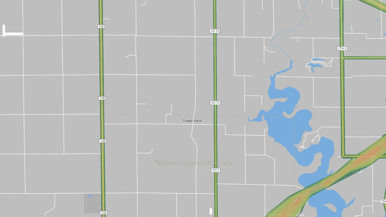 Todds Point, IL Map of Noise Levels in Todds Point