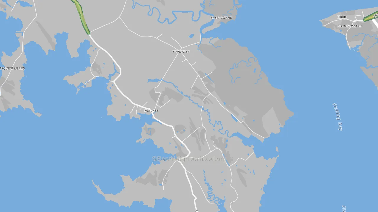 Toddville, MD Map of Noise Levels in Toddville
