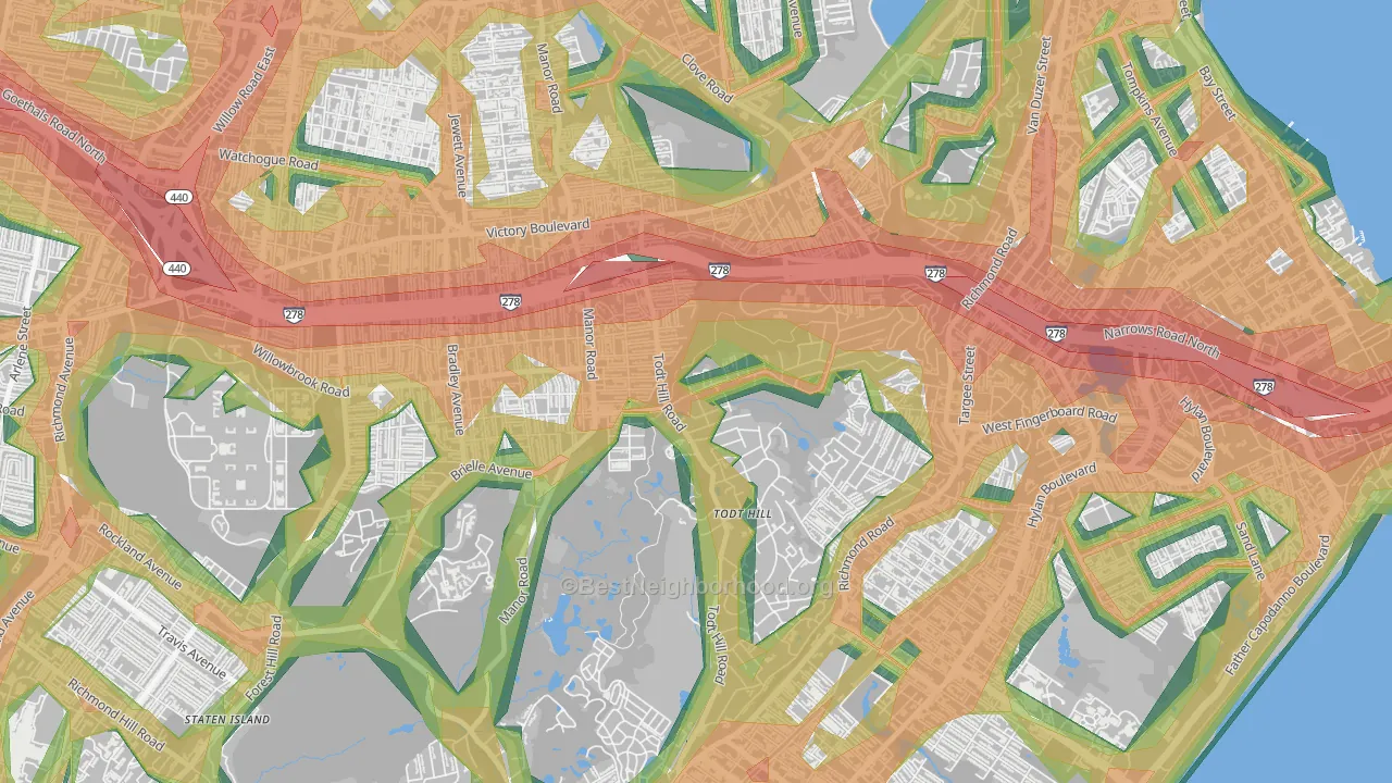 Todt Hill, Staten Island, NY Map of Noise Levels in Todt Hill
