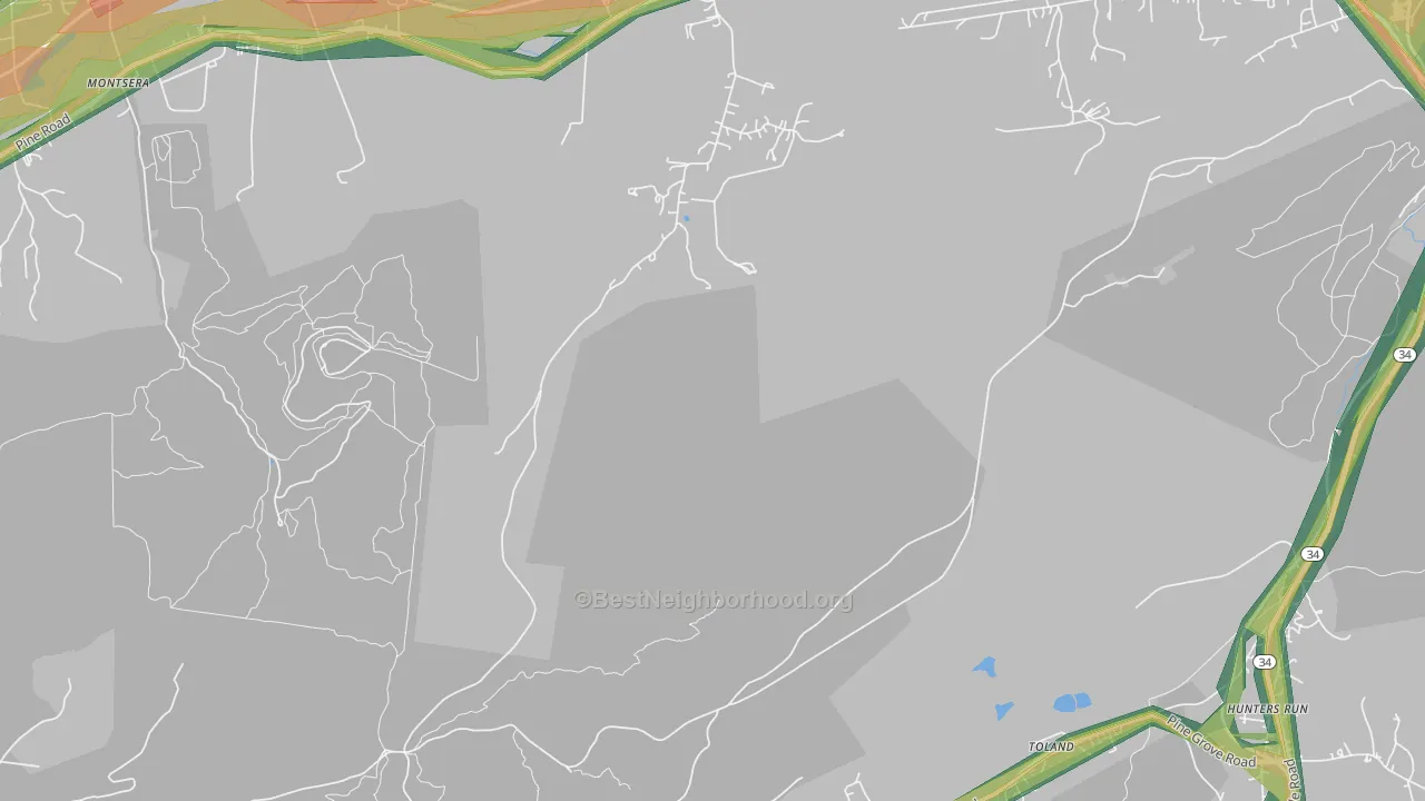 Toland, PA Map of Noise Levels in Toland