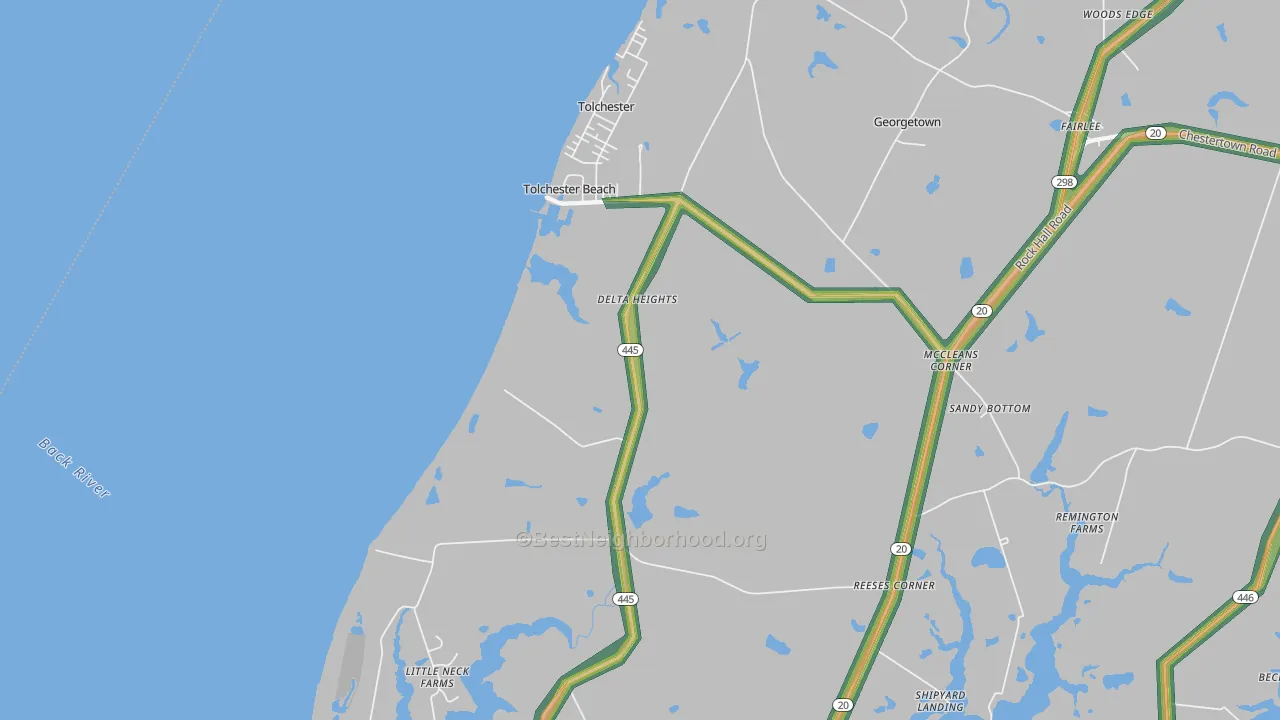 Tolchester Beach, MD Map of Noise Levels in Tolchester Beach