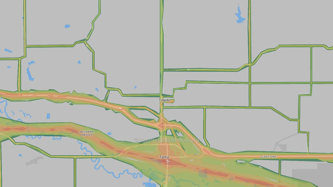 Toledo, IA Map of Noise Levels in Toledo