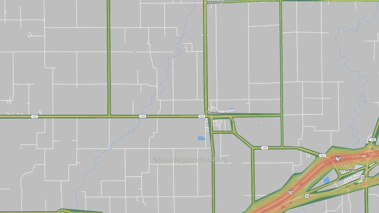 Toledo, IL Map of Noise Levels in Toledo