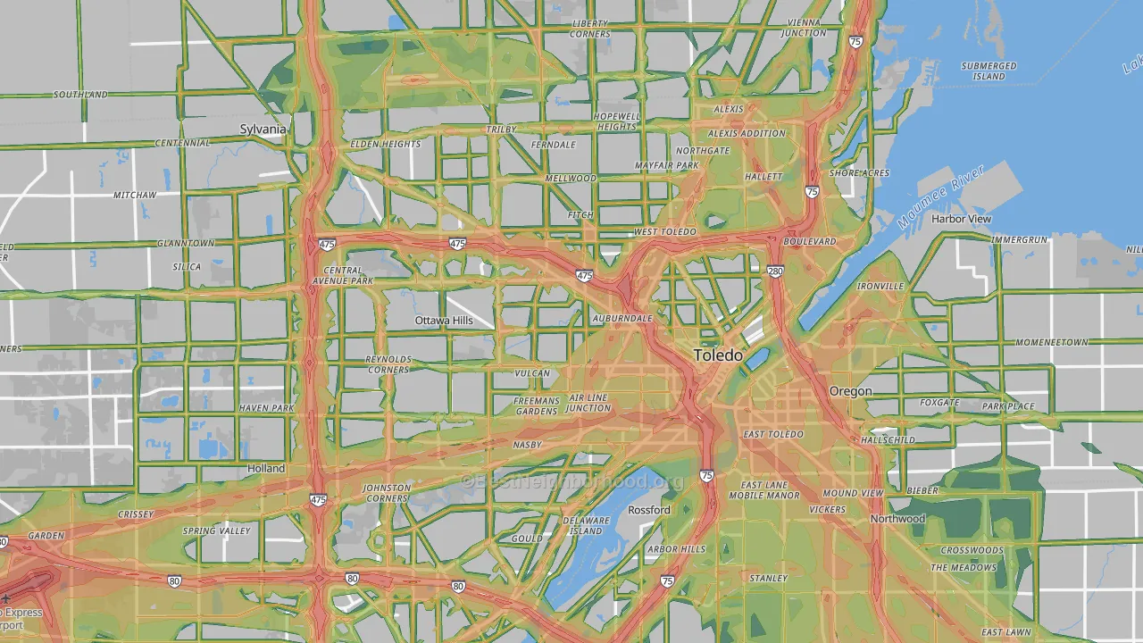 Toledo, OH Map of Noise Levels in Toledo