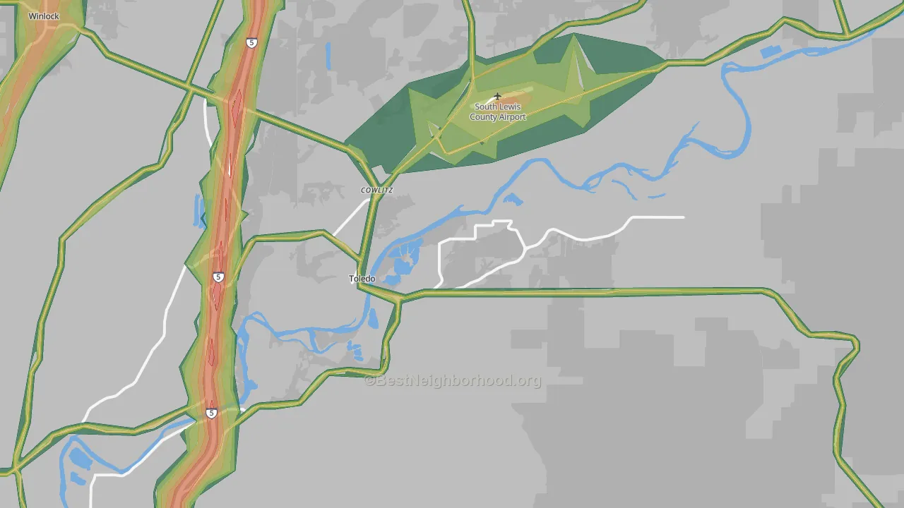 Toledo, WA Map of Noise Levels in Toledo
