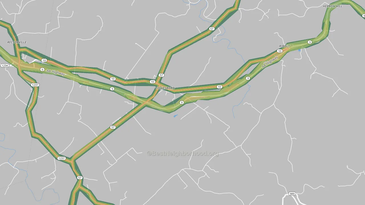 Tollesboro, KY Map of Noise Levels in Tollesboro