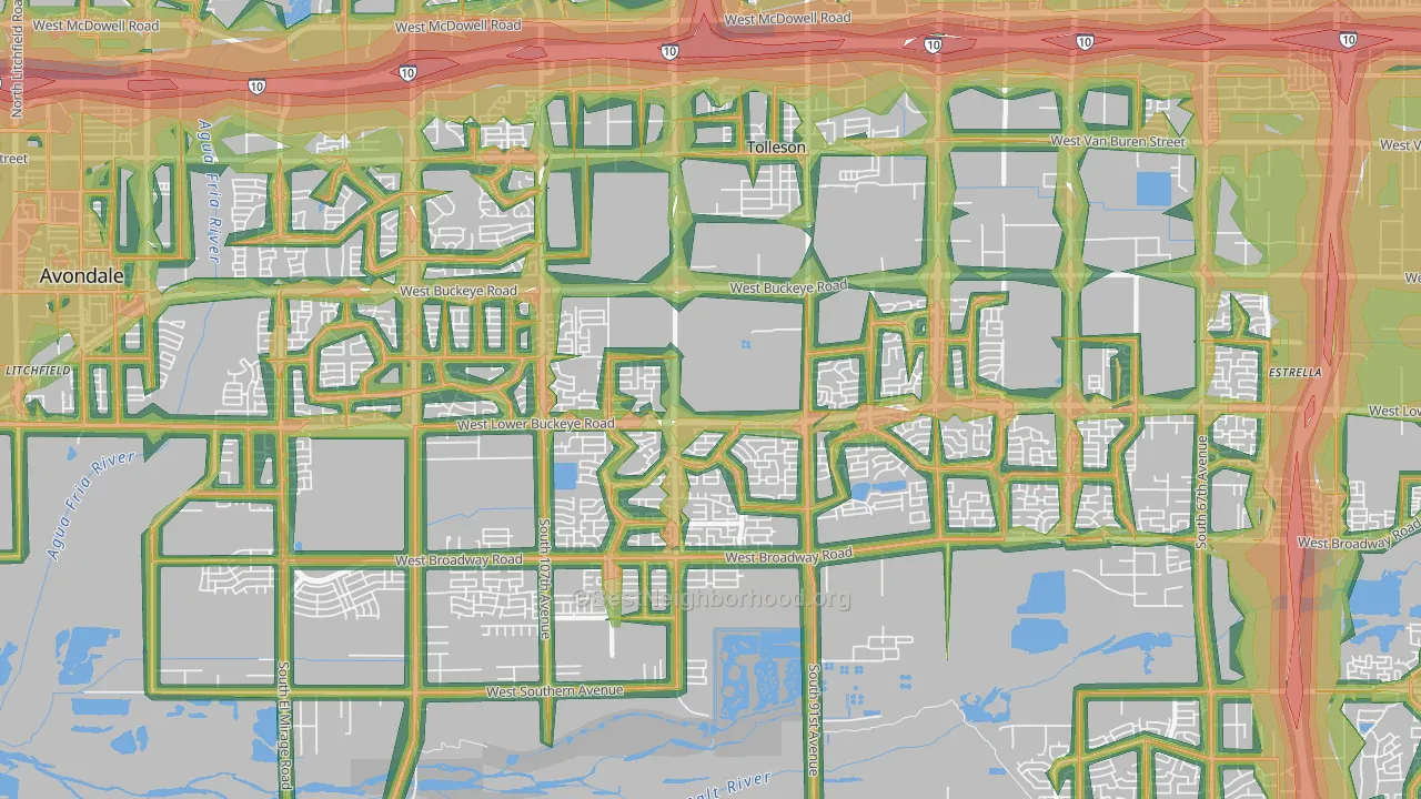 Tolleson, AZ Map of Noise Levels in Tolleson