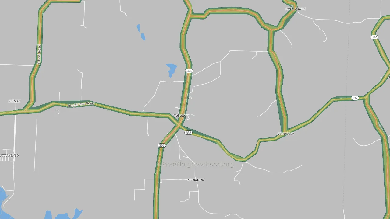 Tollette, AR Map of Noise Levels in Tollette