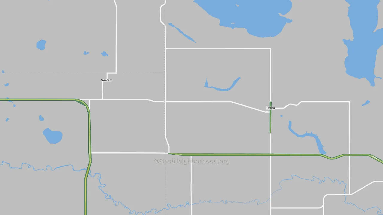 Tolna, ND Map of Noise Levels in Tolna