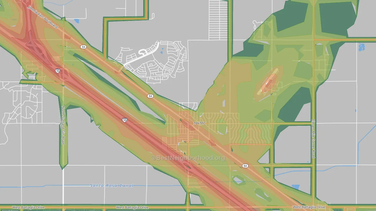 Toltec, AZ Map of Noise Levels in Toltec