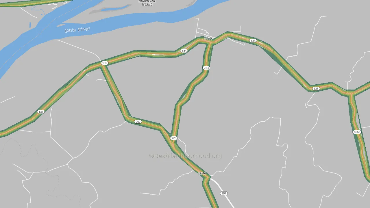 Tolu, KY Map of Noise Levels in Tolu
