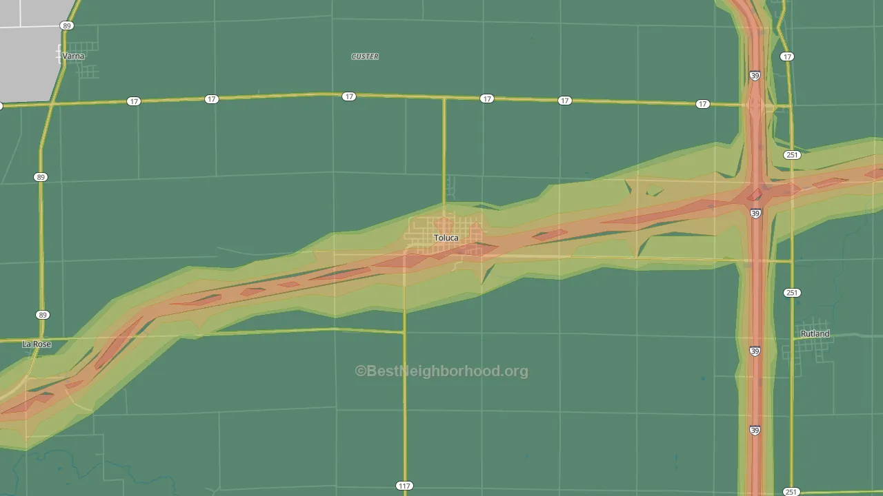 Toluca, IL Map of Noise Levels in Toluca