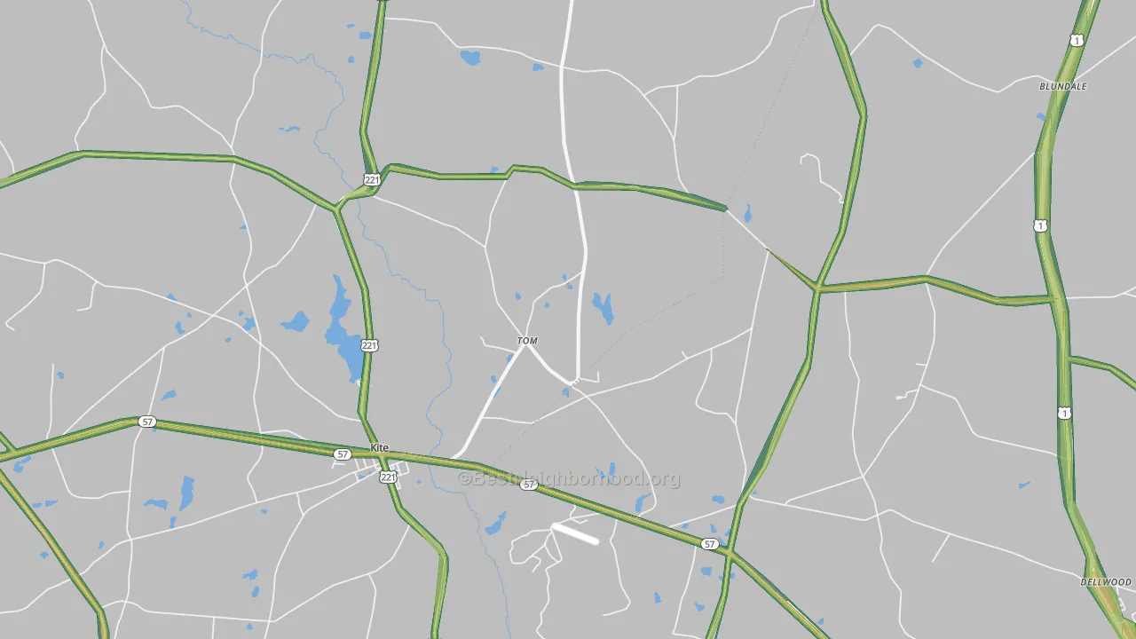Tom, GA Map of Noise Levels in Tom