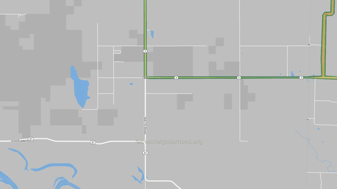 Tom, OK Map of Noise Levels in Tom