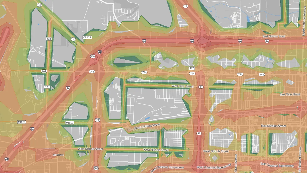 Tom Watkins, Springfield, MO Map of Noise Levels in Tom Watkins