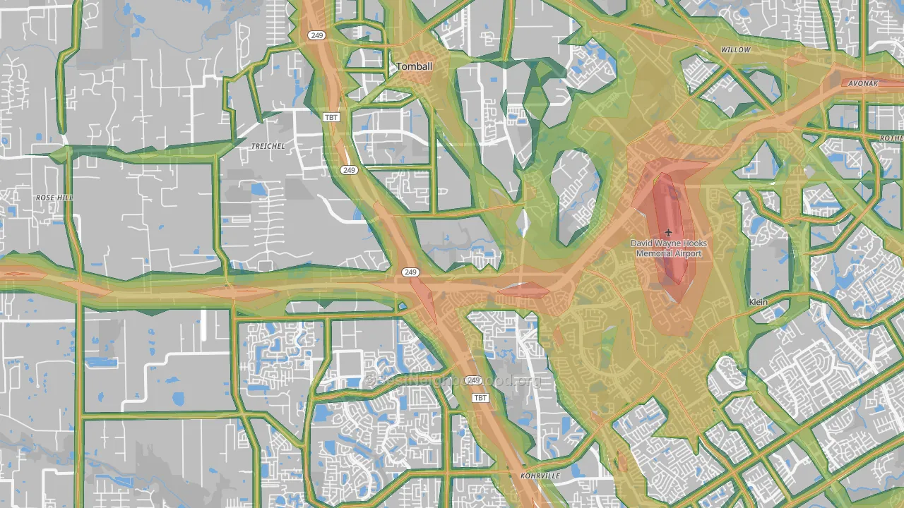 Tomball, TX Map of Noise Levels in Tomball
