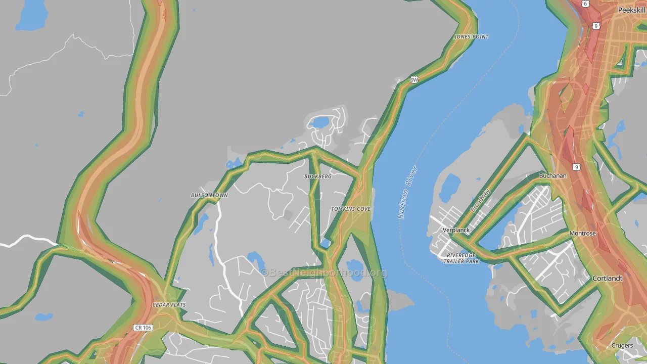 Tomkins Cove, NY Map of Noise Levels in Tomkins Cove