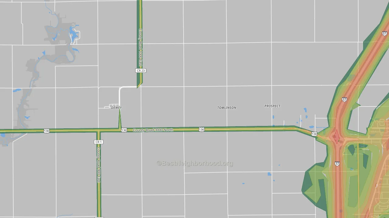Tomlinson, IL Map of Noise Levels in Tomlinson