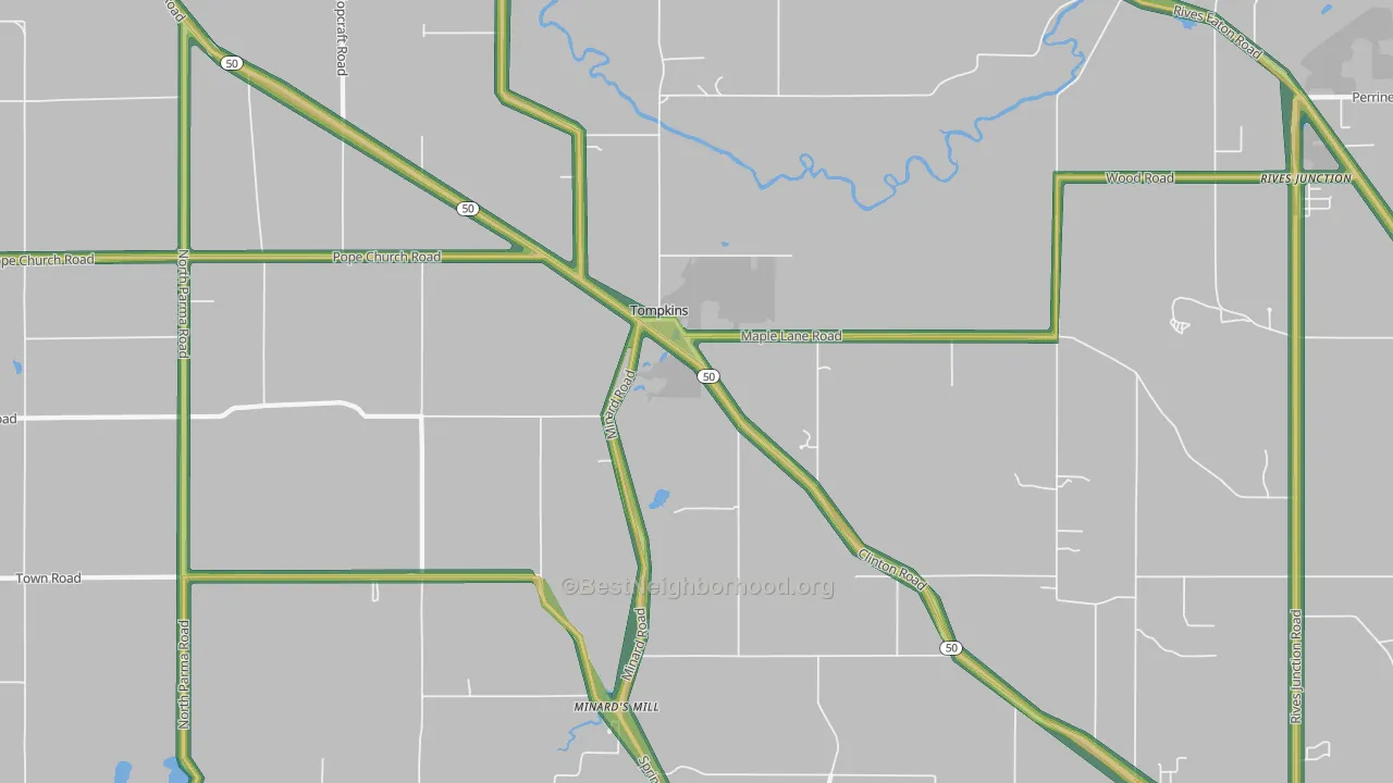 Tompkins, MI Map of Noise Levels in Tompkins