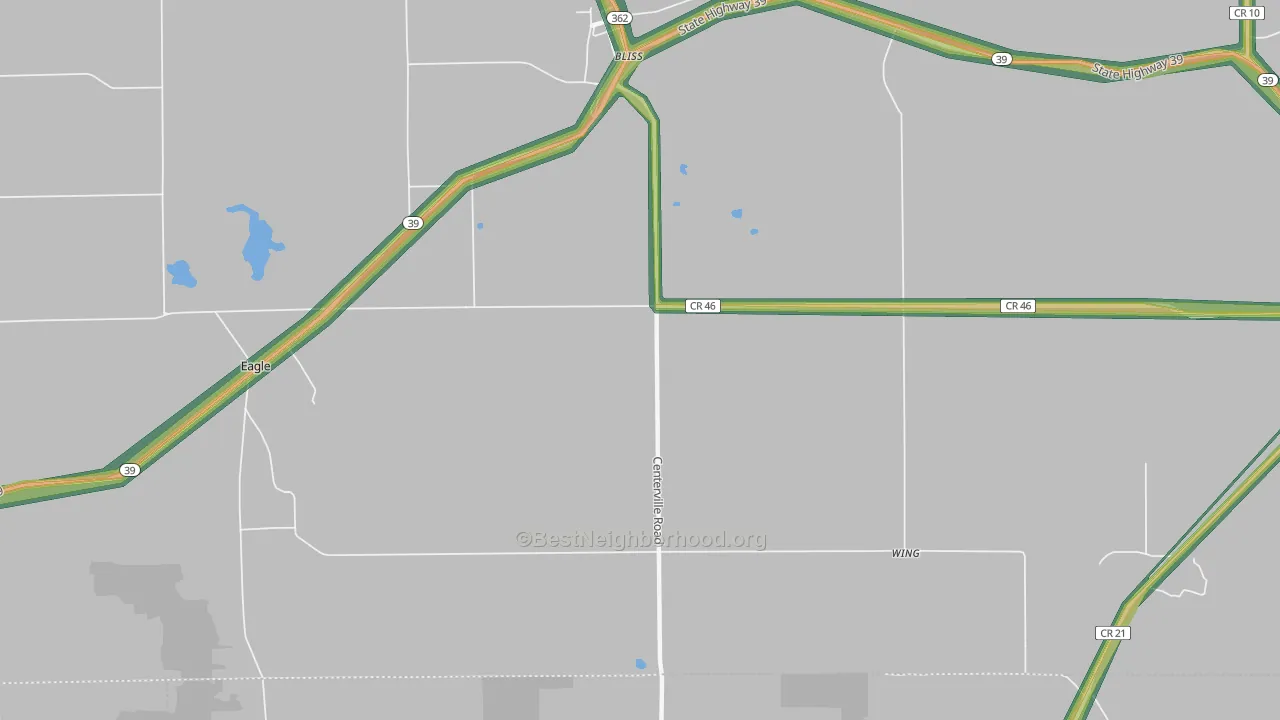 Tonawanda Indian Reservation, NY Map of Noise Levels in Tonawanda Indian Reservation