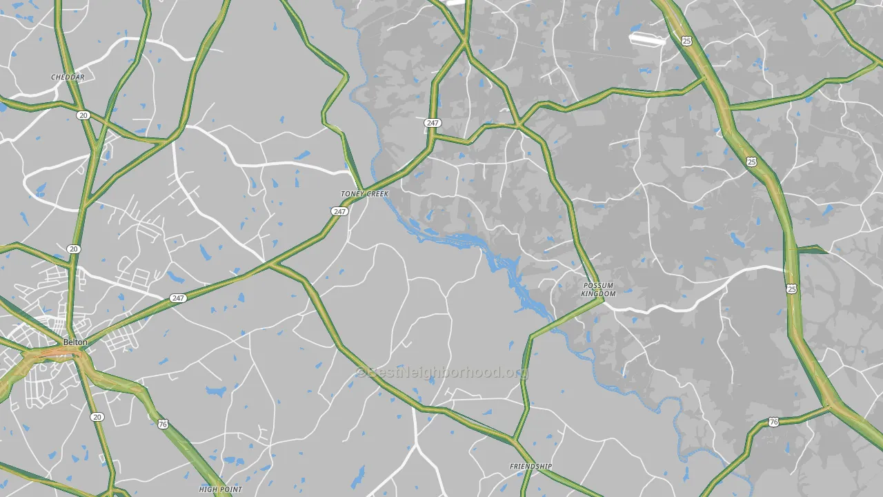 Toney Creek, SC Map of Noise Levels in Toney Creek
