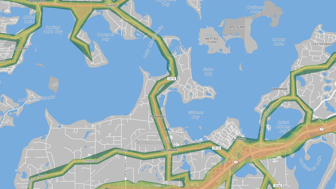 Tonka Bay, MN Map of Noise Levels in Tonka Bay