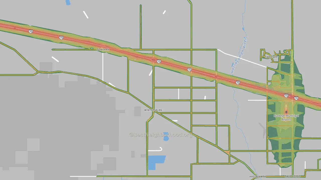 Tonopah, AZ Map of Noise Levels in Tonopah