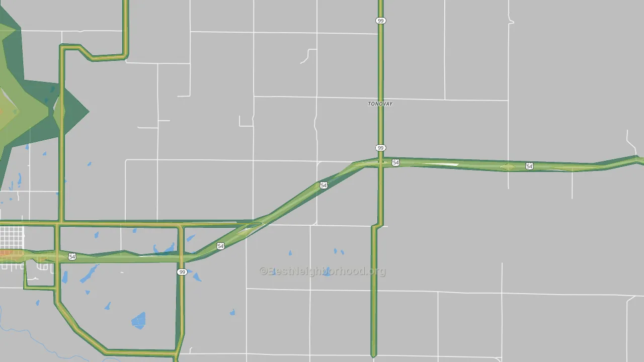 Tonovay, KS Map of Noise Levels in Tonovay