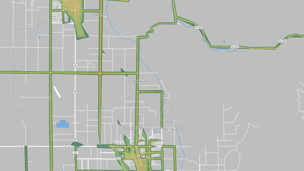 Tonyville, CA Map of Noise Levels in Tonyville
