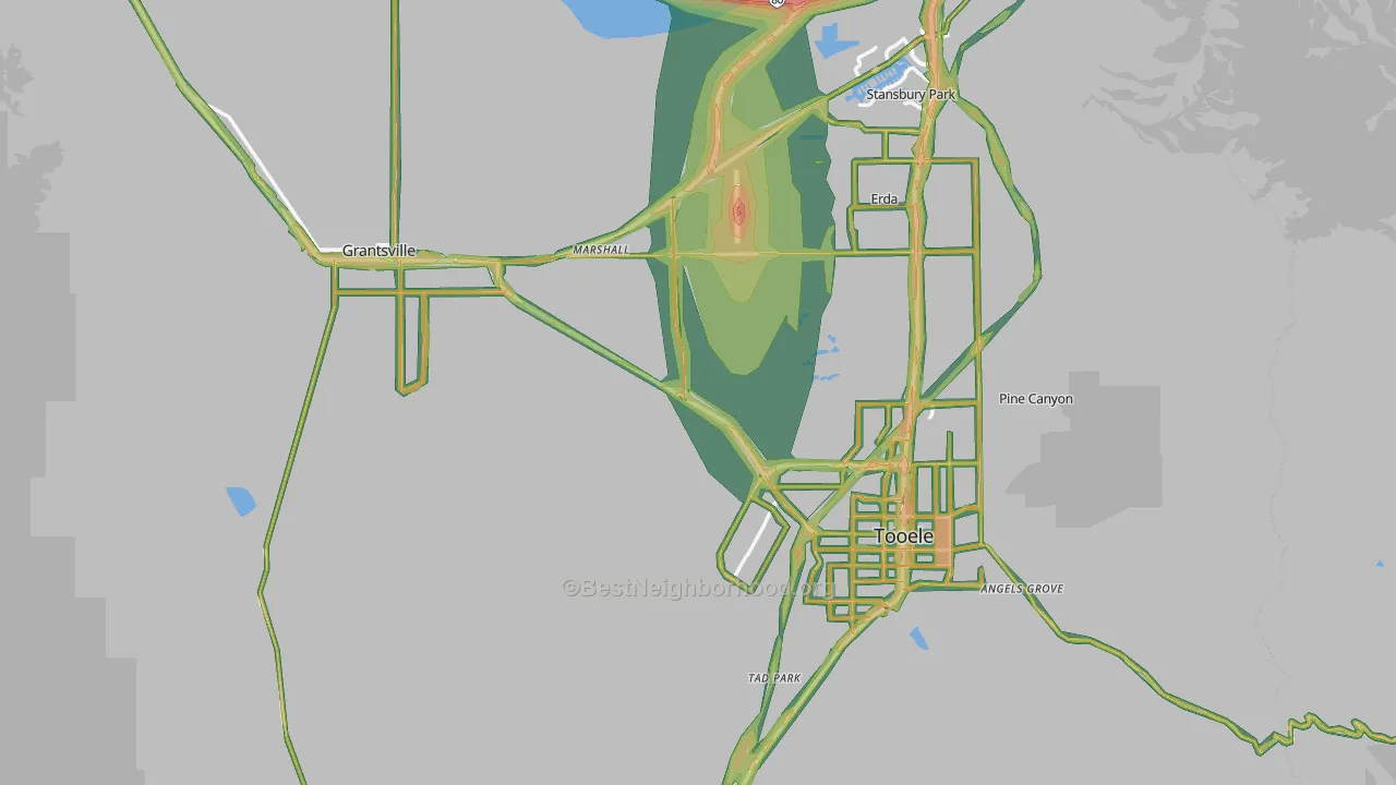 Tooele County, UT Map of Noise Levels in Tooele County