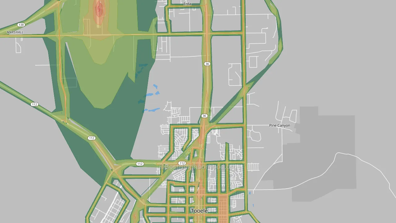 Tooele, UT Map of Noise Levels in Tooele