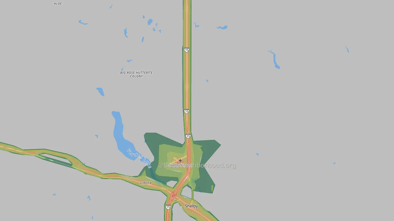 Toole County, MT Map of Noise Levels in Toole County