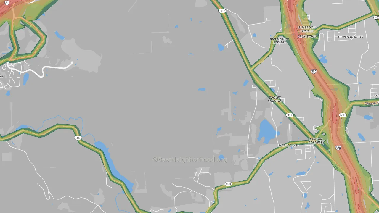 Tooley Corners, PA Map of Noise Levels in Tooley Corners