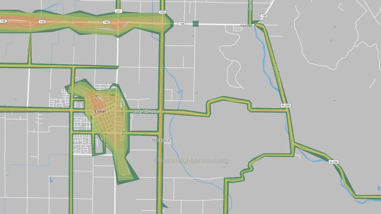 Toolville, CA Map of Noise Levels in Toolville
