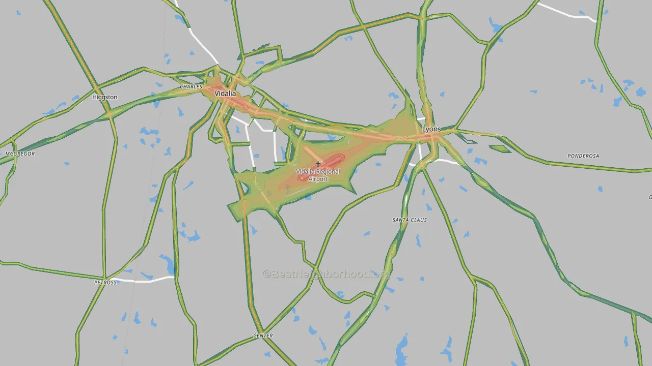 Toombs County, GA Map of Noise Levels in Toombs County