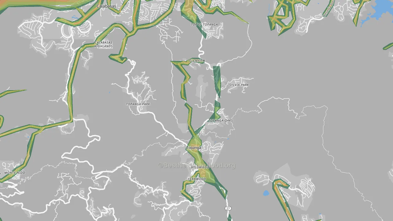 Topanga, CA Map of Noise Levels in Topanga