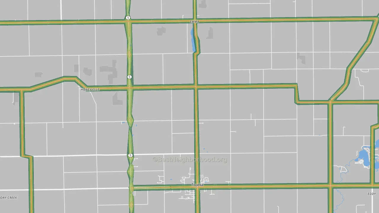 Topeka, IN Map of Noise Levels in Topeka