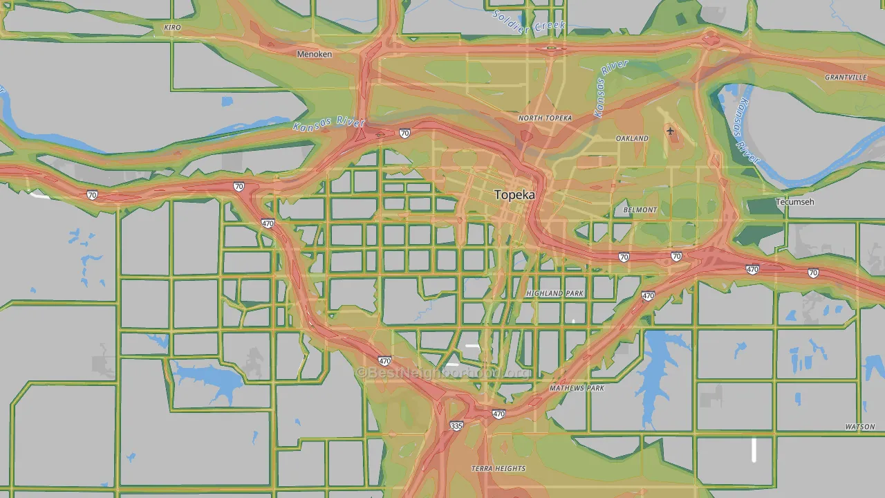 Topeka, KS Map of Noise Levels in Topeka