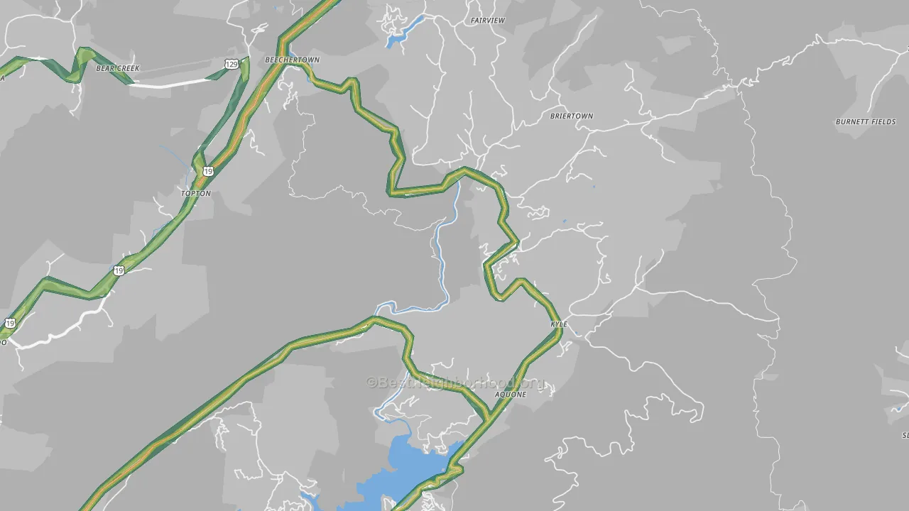 Topton, NC Map of Noise Levels in Topton