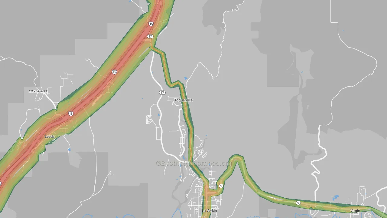 Toquerville, UT Map of Noise Levels in Toquerville