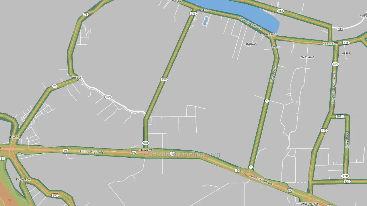 Torbert, LA Map of Noise Levels in Torbert