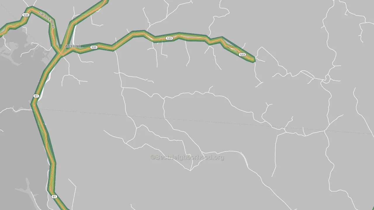 Toria, KY Map of Noise Levels in Toria
