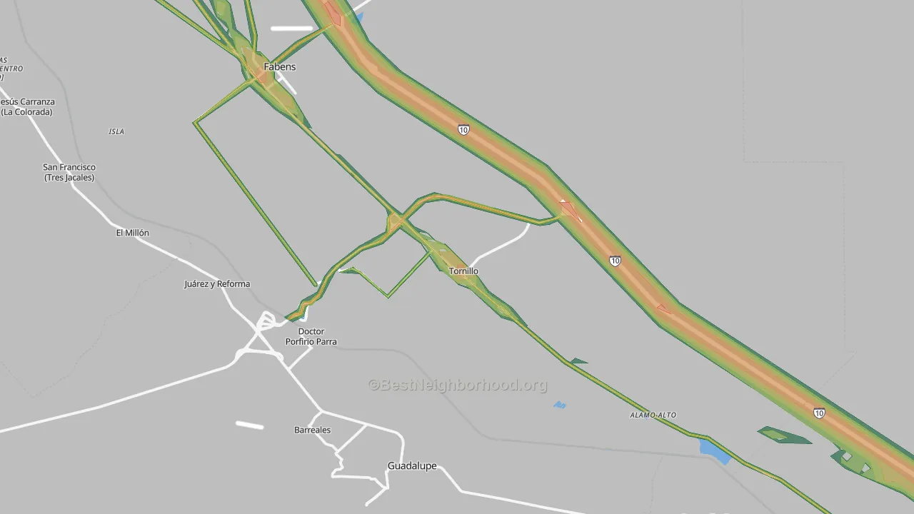 Tornillo, TX Map of Noise Levels in Tornillo