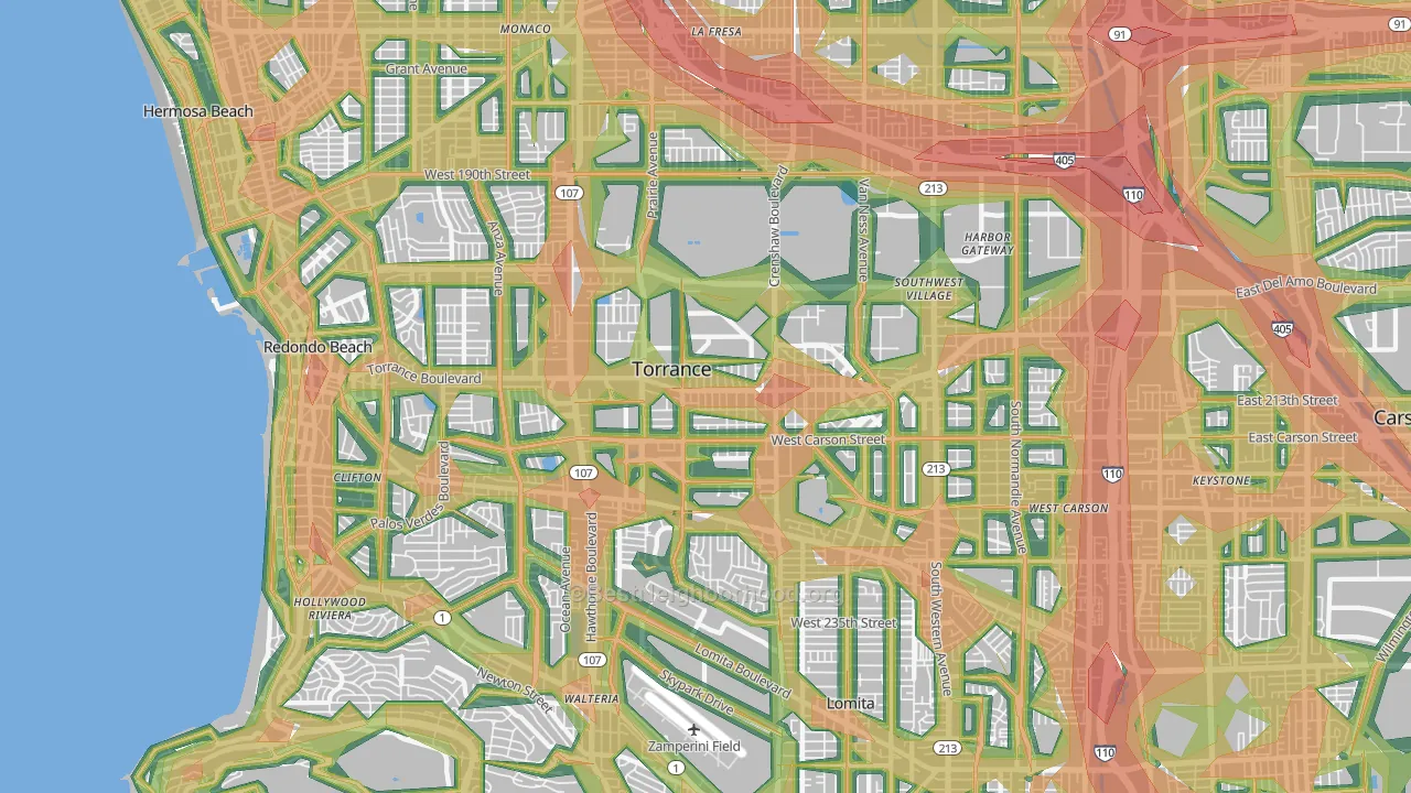 Torrance, CA Map of Noise Levels in Torrance
